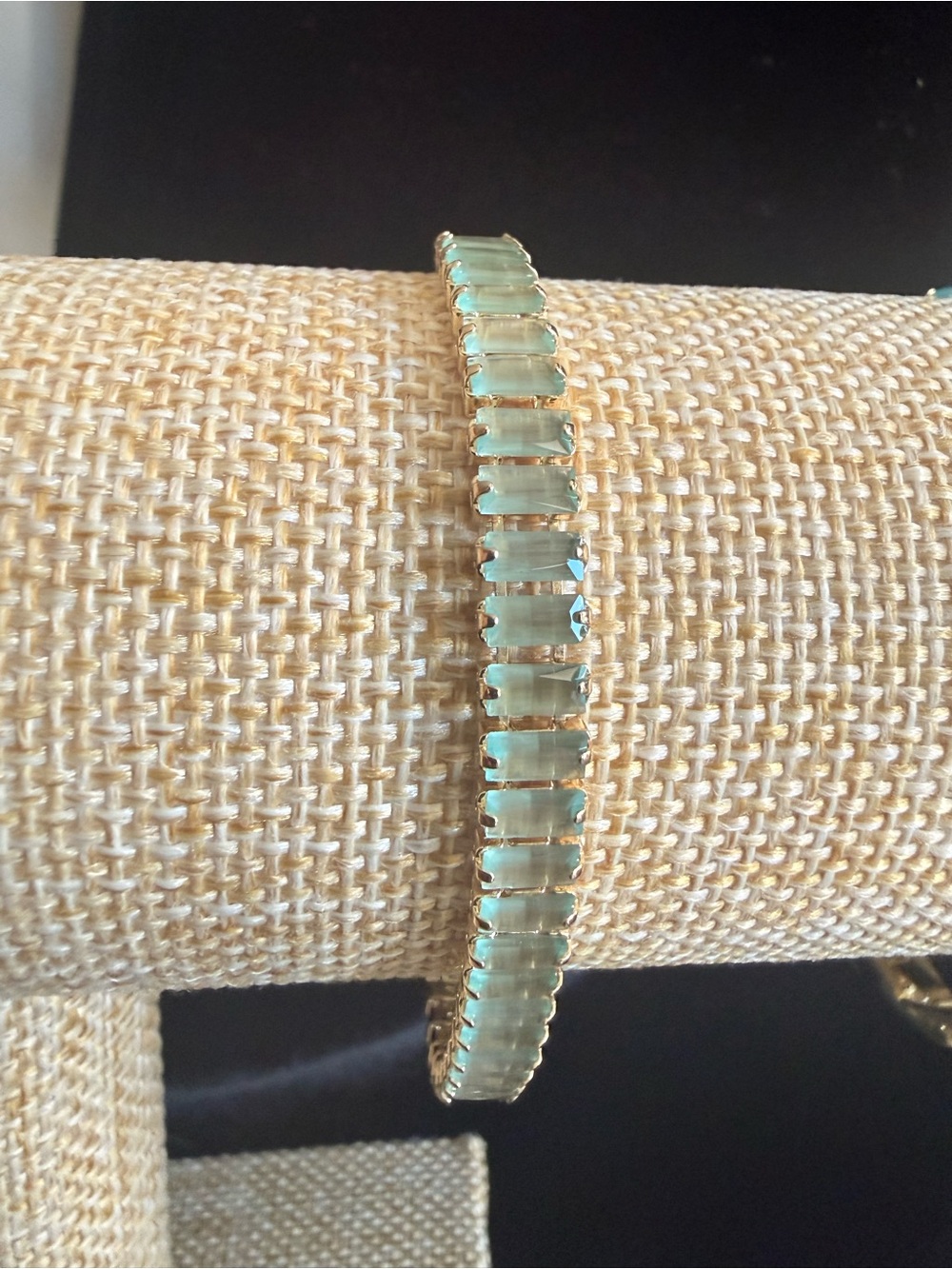 Gold-Tone Bracelet with Icy Mint Green Crystal Links - Women's Jewelry